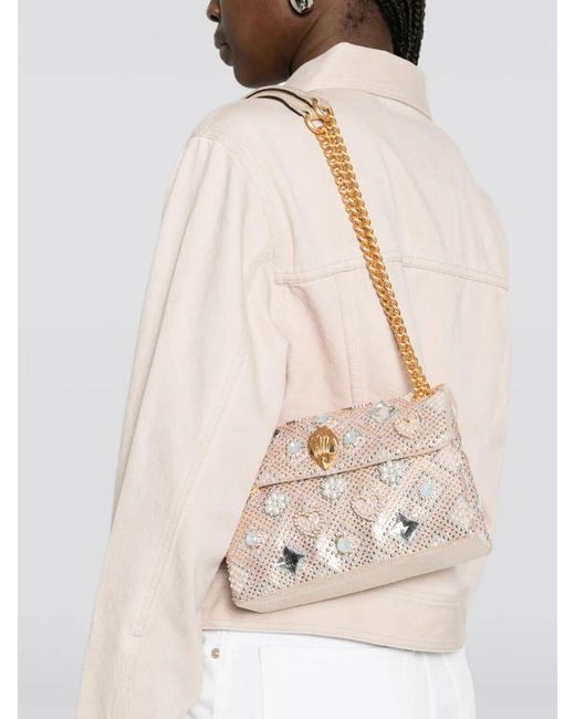 Kurt Geiger Natural Kensington Mini Suede Bag With Rhinestones