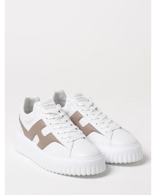 Hogan White H-Stripe Leather Sneakers for men
