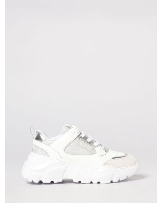 Versace Jeans Couture Natural Leather And Lurex Mesh Sneakers