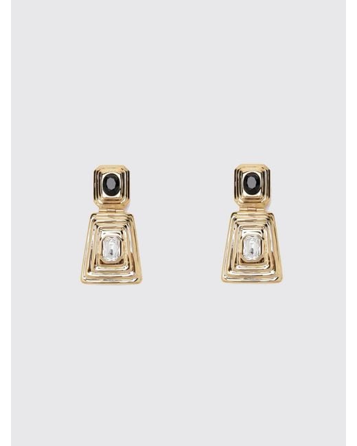 Alessandra Rich Metallic Finish Metal Earrings With Crystals