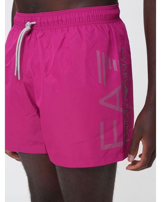EA7 Pink Polyester Swimsuit for men