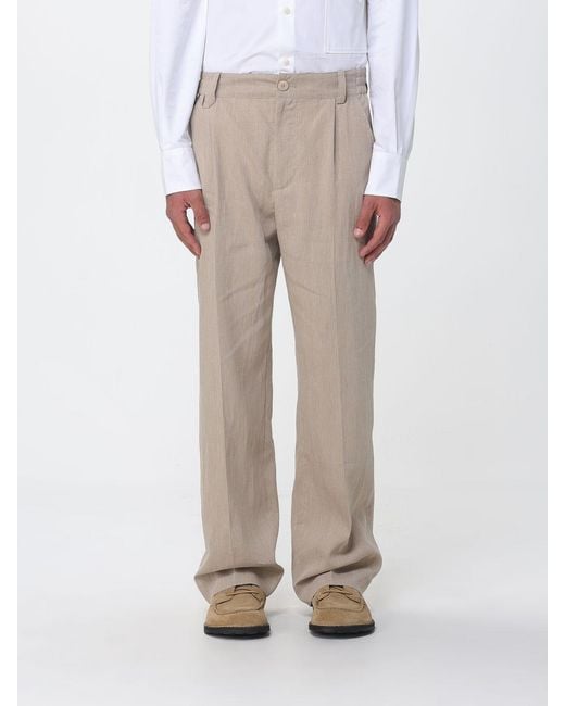 Jacquemus Natural Linen Blend Wide Leg Trousers for men