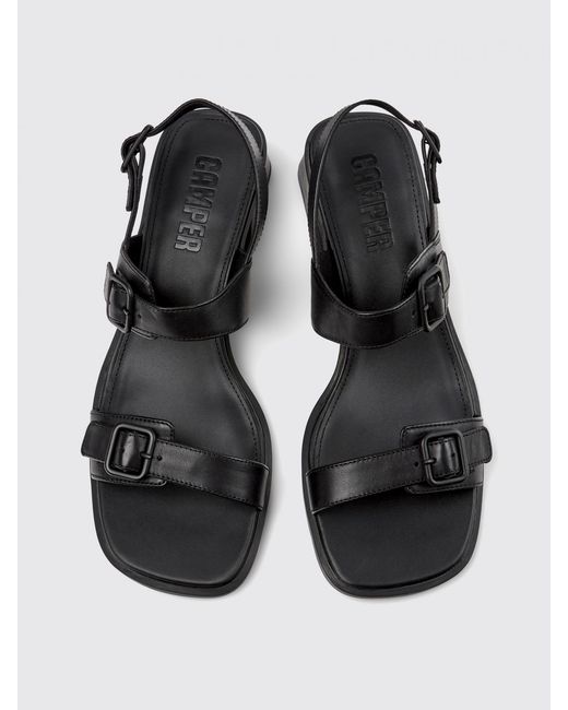 Camper Black Flat Sandals