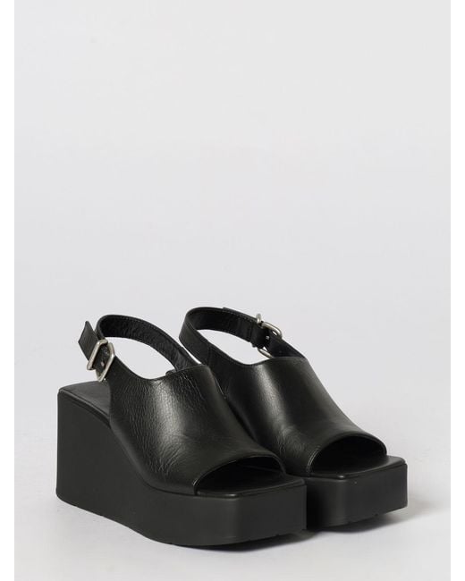 Vic Matié Black Vic MatiÉ Natural Grain Leather Wedge Sandal