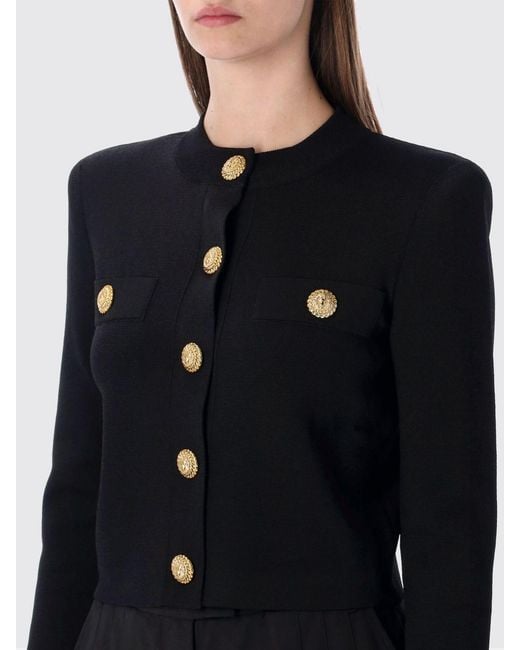 Balmain Blue Viscose Cardigan With Metallic Buttons