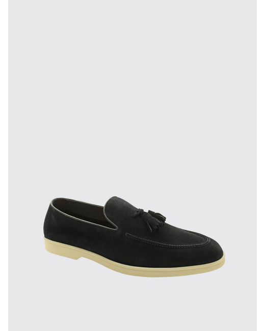 Doucal's Black Suede Loafers With Tassels for men