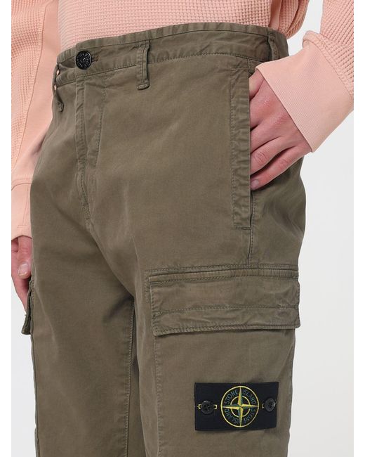 Stone Island Green Cotton Cargo Trousers for men