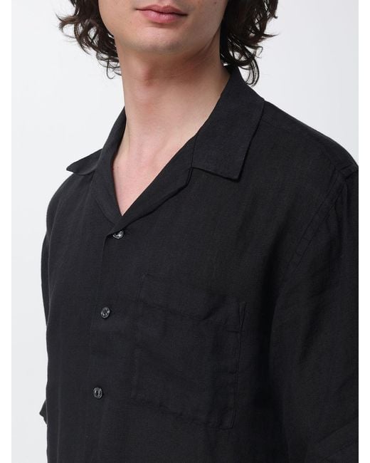120% Lino Black Casual Linen Shirt for men