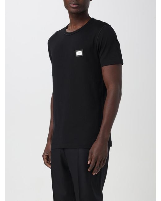 Dolce & Gabbana Black Dolce &Amp Gabbana Cotton T-Shirt With Logo Plaque for men