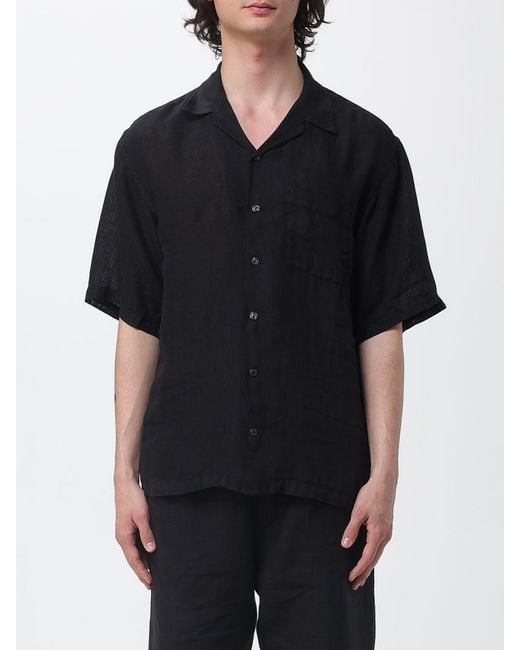 120% Lino Black Casual Linen Shirt for men