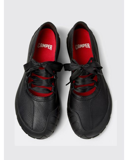 Camper Black Peu Path+ Leather Ballet Flats By