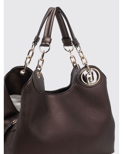 Liu Jo Brown Grained Faux Leather Shoulder Bag With Double Handle