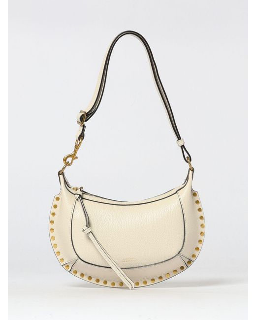 Isabel Marant Natural Oskan Moon Hammered Leather Bag