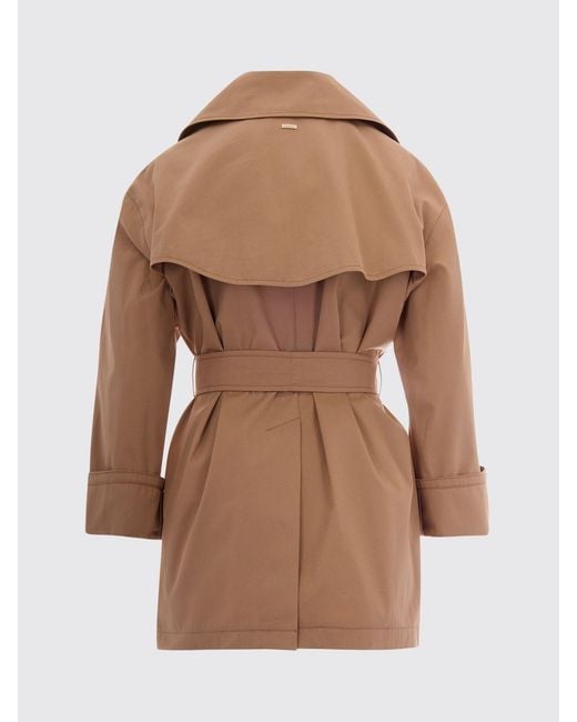 Herno Natural Short Cotton Gabardine Trench Coat With A Tie-Waist Belt