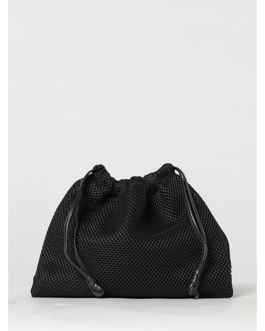 Frankie Shop Black Morgan Mesh Handheld Clutch With Drawstring Closure