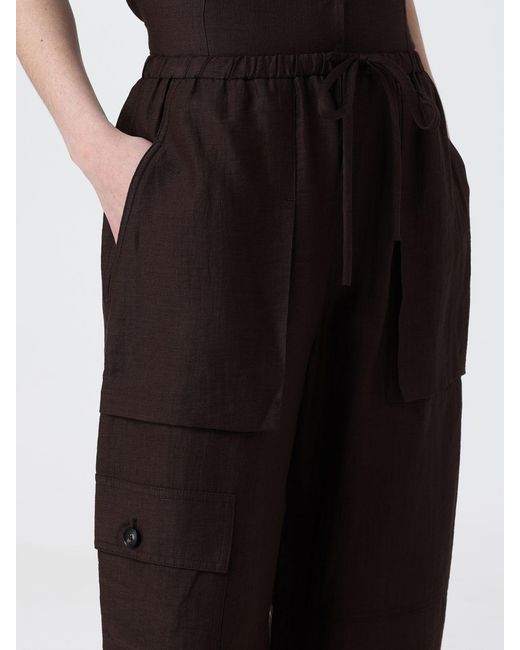 Tela Black Linen Blend Cargo Trousers