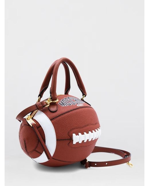 Moschino Couture Red Grained Leather Rugby Ball Bag for men