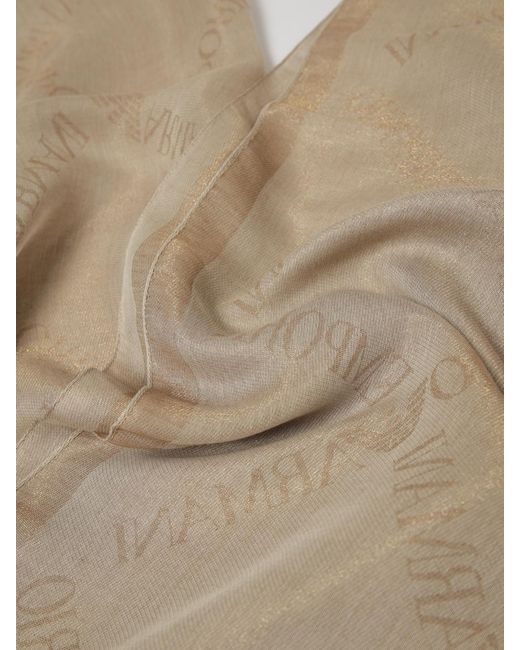 Emporio Armani Natural Viscose Blend Scarf With Jacquard Monogram