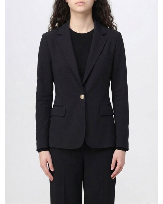 Circolo 1901 Black Single-Breasted One-Button Stretch Cotton Blazer With Lapels