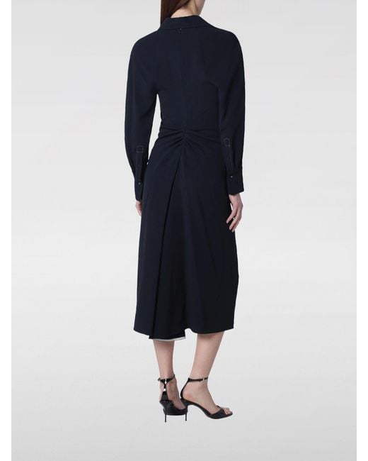 Victoria Beckham Blue Slim Fit Midi Jersey Polo Dress With Ruched Waist