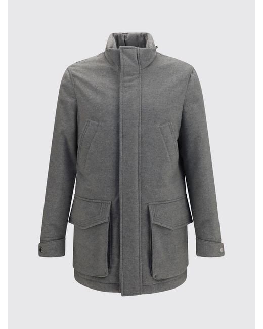 Brunello Cucinelli Gray Single-Breasted Short Coat for men