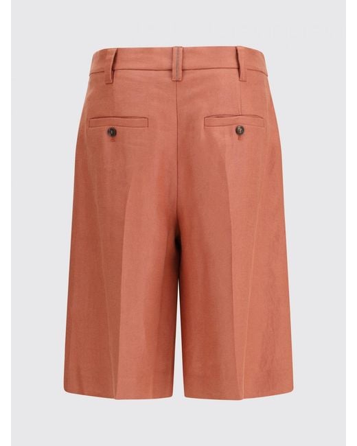 Brunello Cucinelli Red Linen Bermuda Shorts