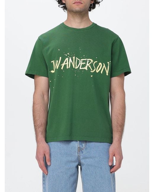 J.W. Anderson Green Cotton Crew Neck T-Shirt With Logo for men