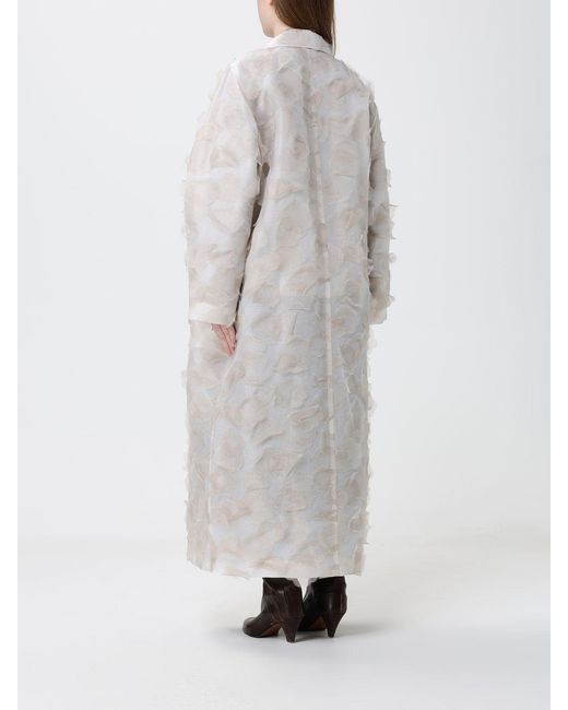 Max Mara White Double-Breasted Oversized Silk Coat