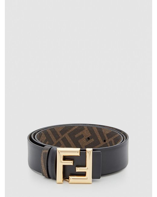 Fendi Gray Ff Rounded Reversible Belt for men