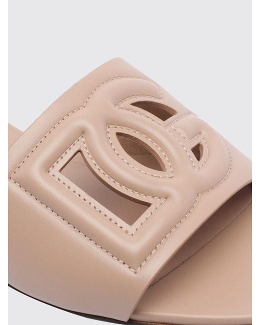 Dolce & Gabbana Pink Dolce &Amp Gabbana Leather Mule Sandals With Dg Monogram And Low Heel