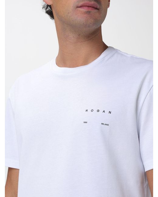 Hogan White Cotton T-Shirt With Logo for men