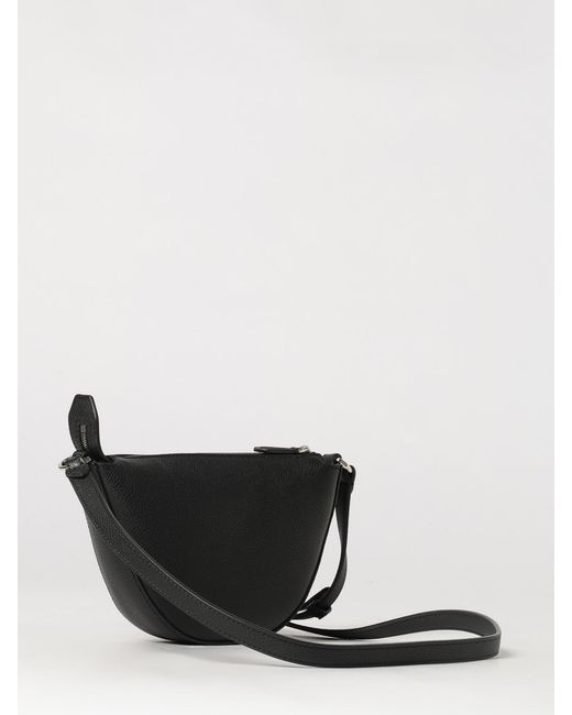 Fendi Black Crescent-Shaped Grained Calfskin Leather Crossbody Bag for men