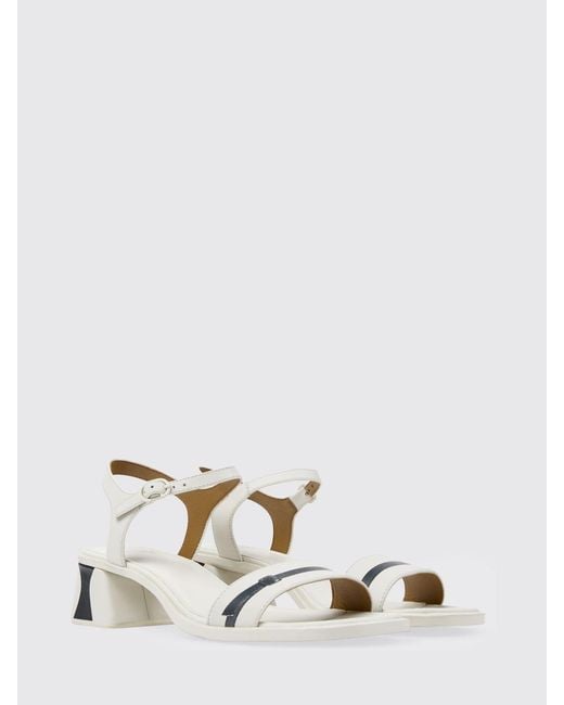 Camper White Kora Trompe-L'Œil Print Leather Sandals