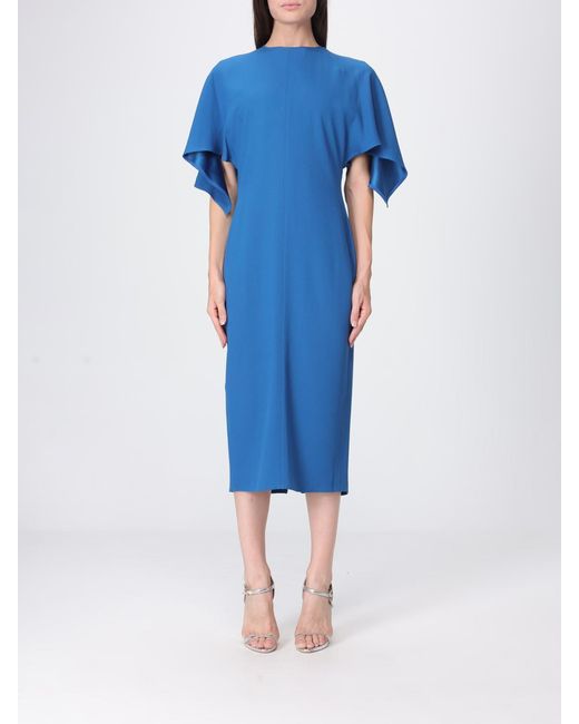 Stella McCartney Blue Crêpe Midi Tunic Dress With Teardrop Back