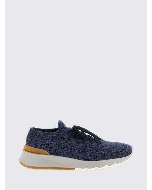 Brunello Cucinelli Blue Low-Top Knit Sneakers for men