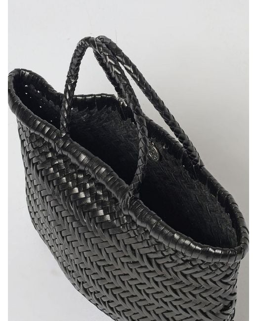 Dragon Diffusion Black Mini Flat Gora Woven Leather Bag