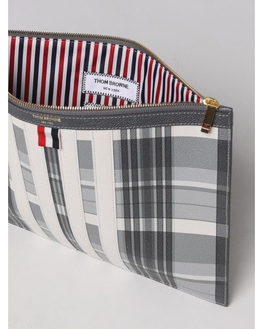 Thom Browne Metallic Grainy Leather Document Holder for men