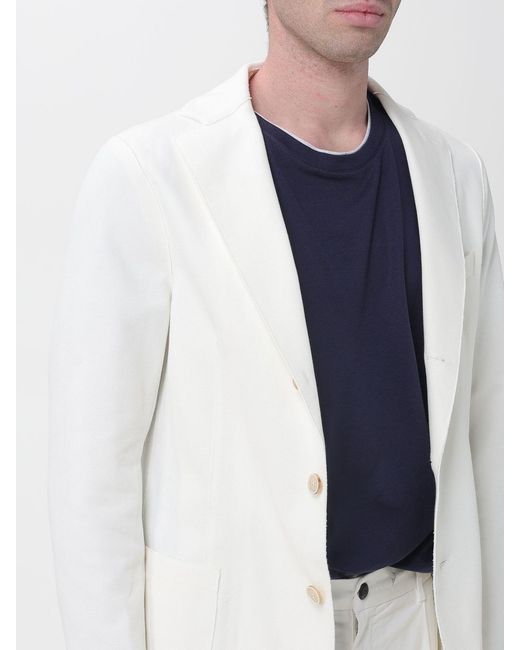 Eleventy White Single Breasted Cotton Blazer for men