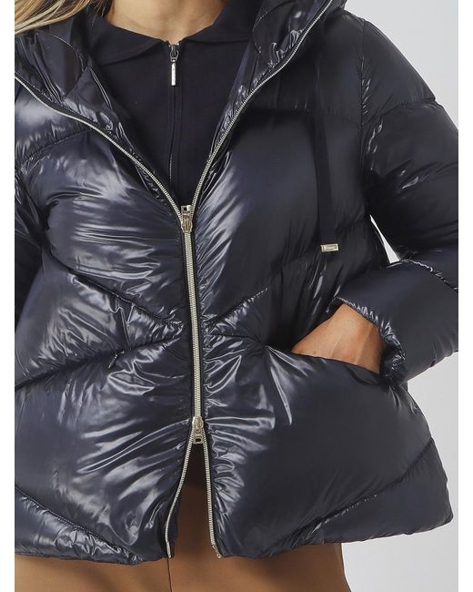 Herno Blue Short Hooded Down Jacket
