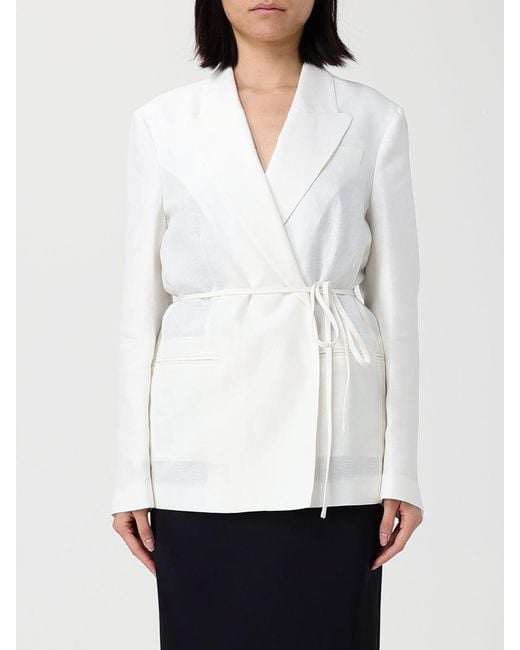 Twinset White Linen Blend Blazer