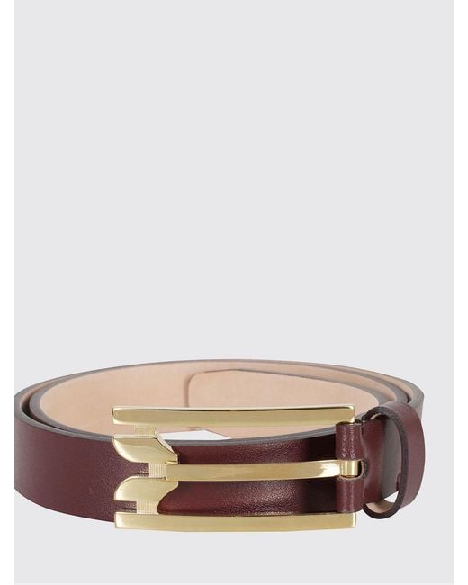 Victoria Beckham Red Smooth Calfskin Leather Belt With Monogram Buckle