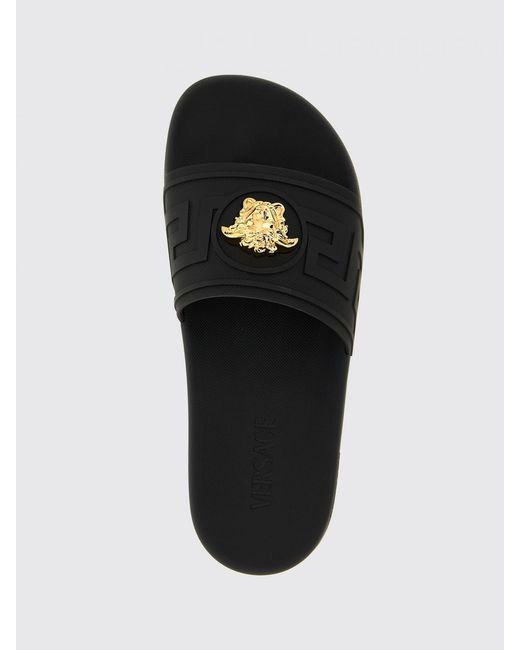 Versace Black Medusa Rubber Sliders for men