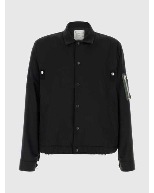 Sacai Black Wool Blend Shirt Jacket for men