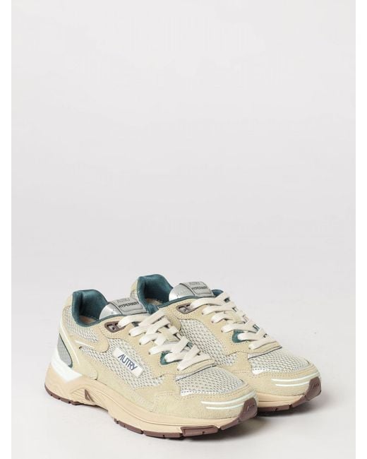 Autry White Hyperway Two-Tone Leather And Mesh Sneakers With Cut-Out Logo