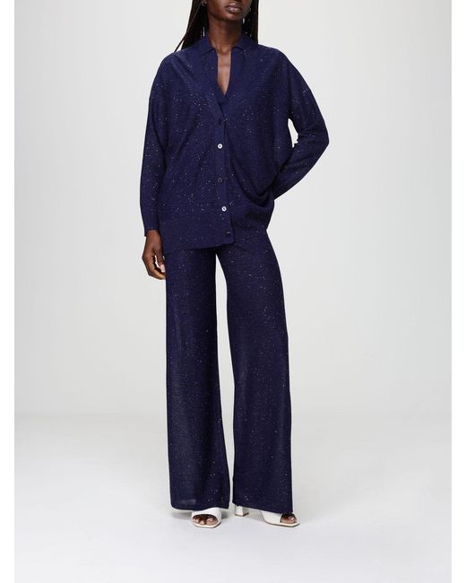 Kangra Blue Viscose Blend Cardigan With Sequins