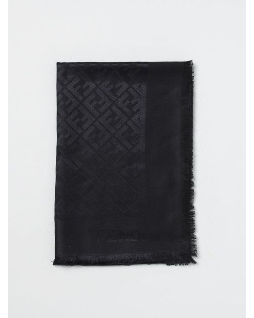 Scialle in misto lana con monogram FF jacquard di Fendi in Black