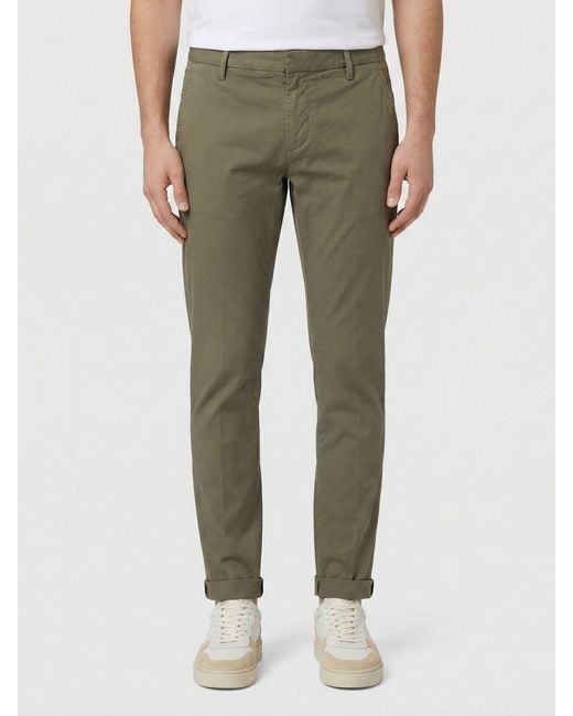 Dondup Green Stretch Cotton Chino Trousers for men