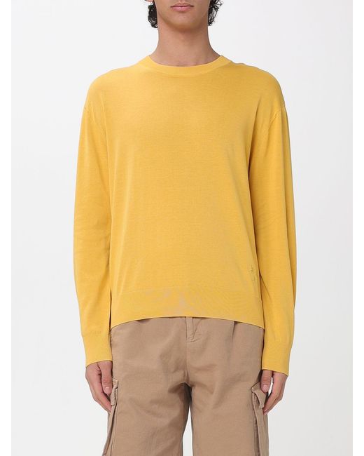 Laneus Yellow Cotton Knit Top for men