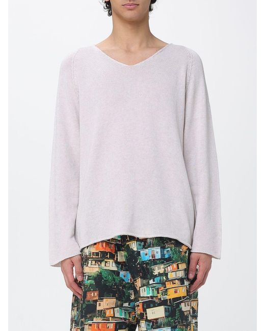 Laneus White Cotton Pullover for men