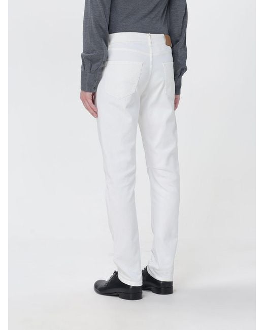 Brunello Cucinelli White Stretch Denim Jeans for men